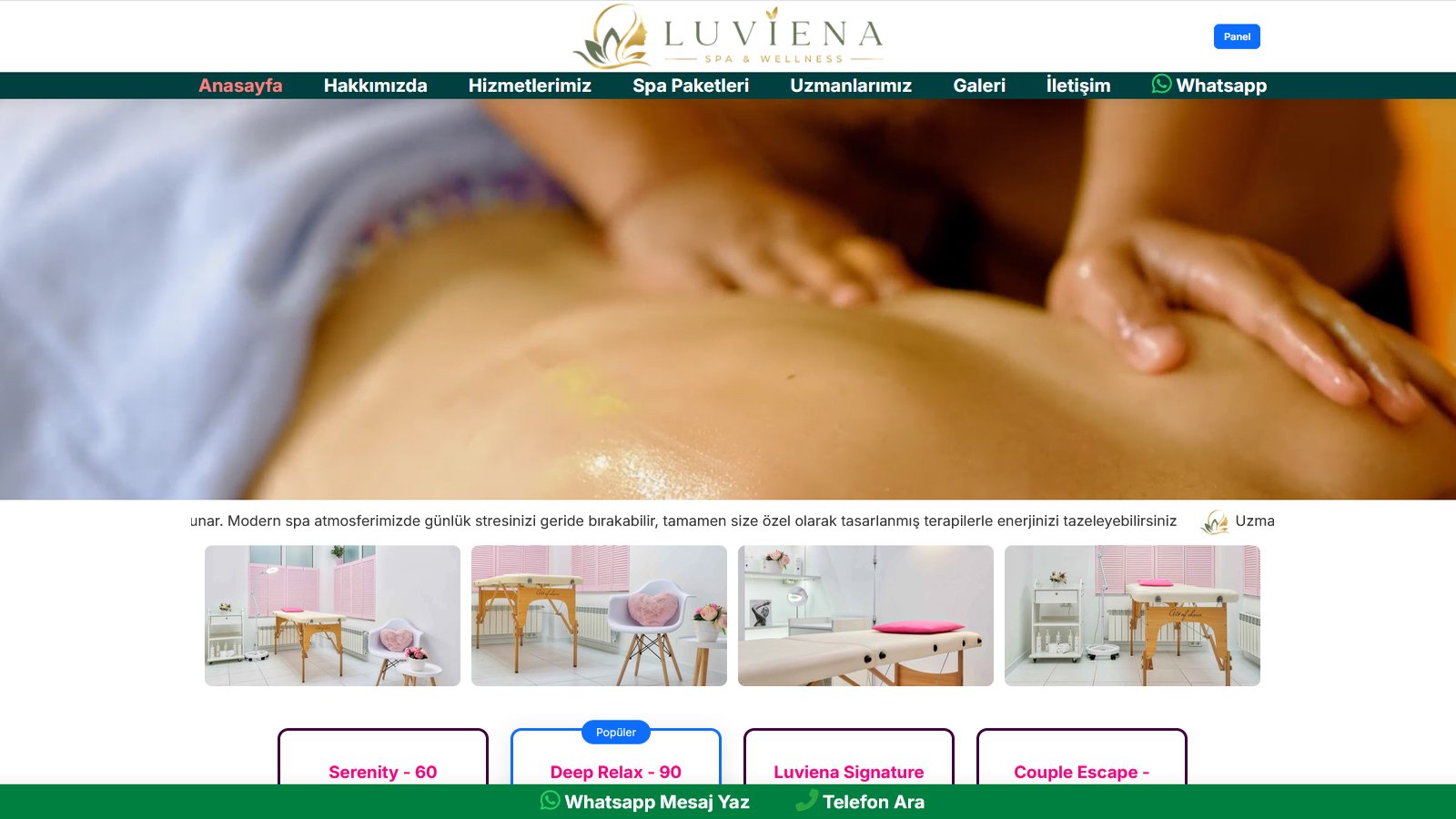 Spa ve wellness merkezleri için web sitesi